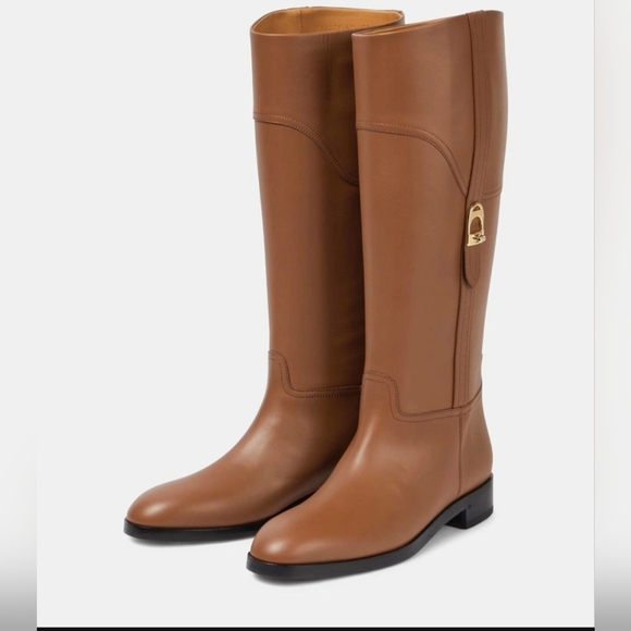 $2,200 GUCCI ANNA Knee High Boots Brown Leather Logo Buckle EU 40 US 10 NIB - Picture 2 of 14